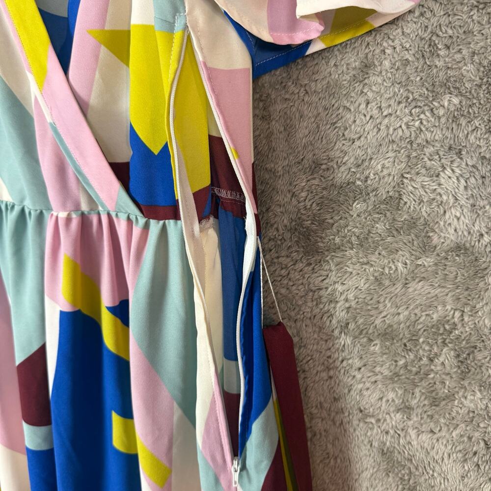 ModCloth Your Time To Shine Geometric Print ColorBlock Maxi Dress 14 Tie Waist - Picture 8 of 10